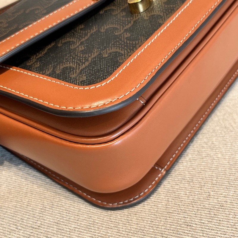 98新 Celine賽琳棕色老花凱旋門中號單肩包  無附件-6