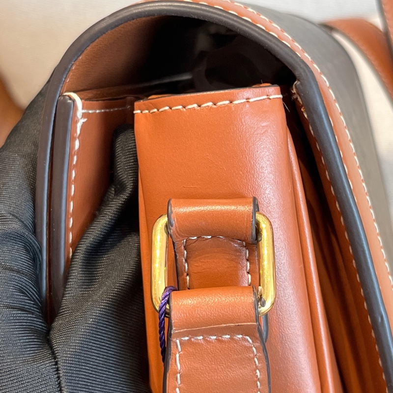 98新 Celine賽琳棕色老花凱旋門中號單肩包  無附件-7