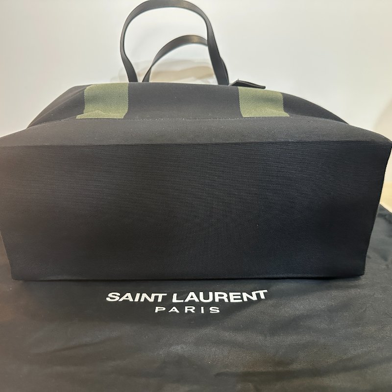 SAINT LAURENT 托特包｜大容量帆布拼皮｜全新未使用｜男女適用✨-1