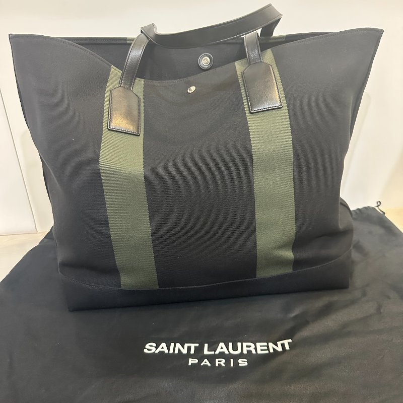 SAINT LAURENT 托特包｜大容量帆布拼皮｜全新未使用｜男女適用✨-2