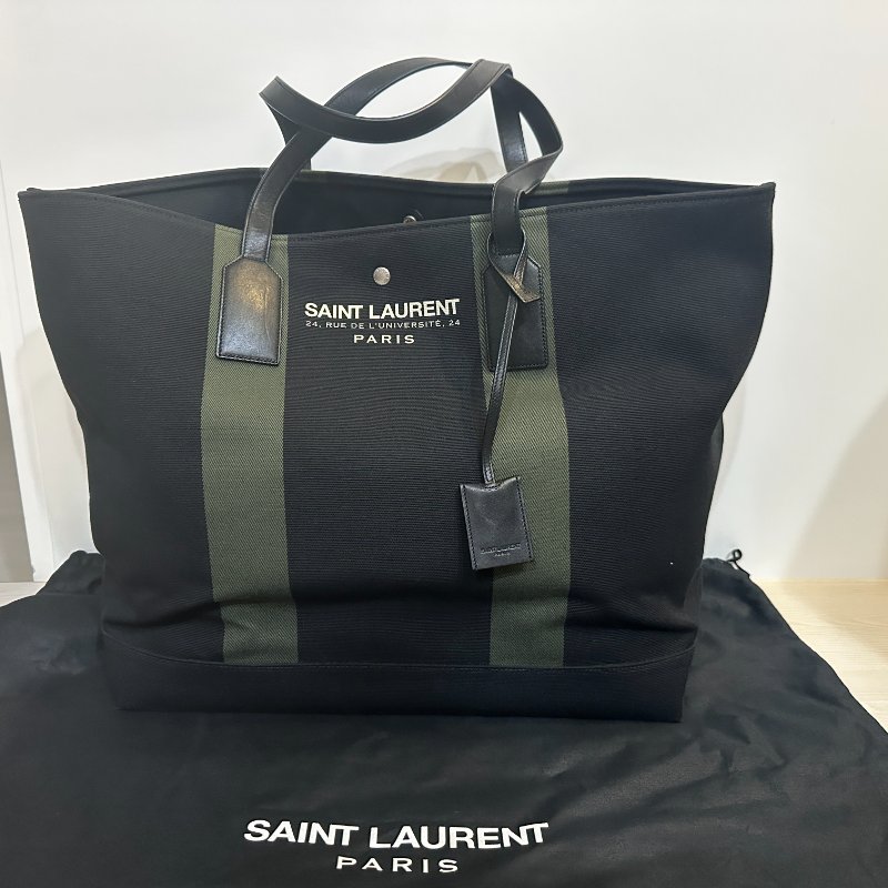 SAINT LAURENT 托特包｜大容量帆布拼皮｜全新未使用｜男女適用✨-3