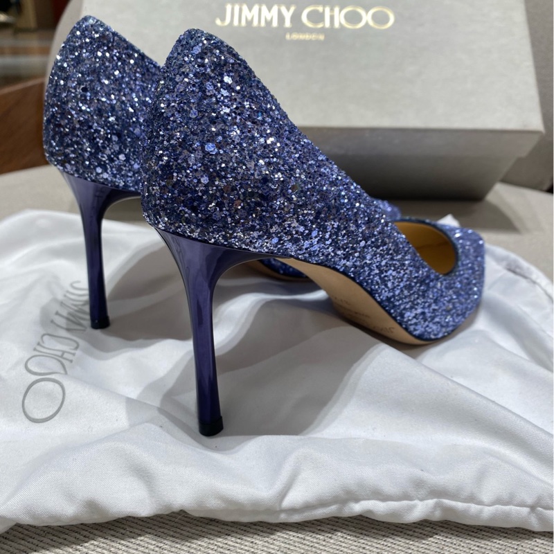 98新 JIMMY CHOO周仰傑 藍色爆閃亮片高跟鞋  37.5碼 跟高9cm-4