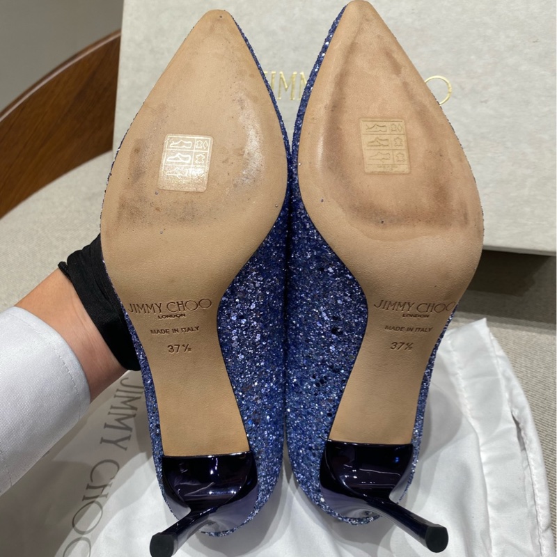 98新 JIMMY CHOO周仰傑 藍色爆閃亮片高跟鞋  37.5碼 跟高9cm-6