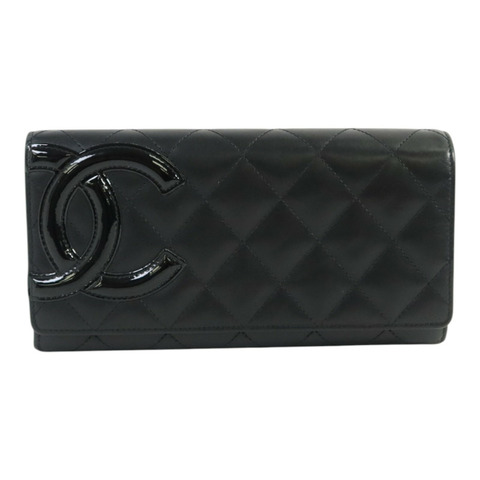 CHANEL 牛皮皮革Cambon Long Wallet銀扣長錢包