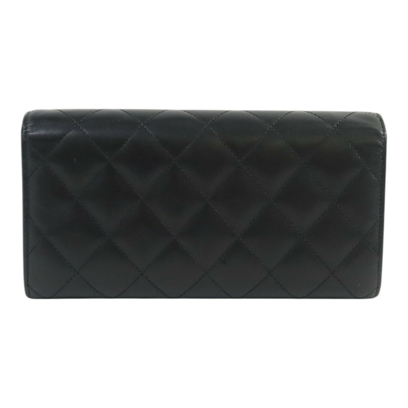 CHANEL 牛皮皮革Cambon Long Wallet銀扣長錢包-1