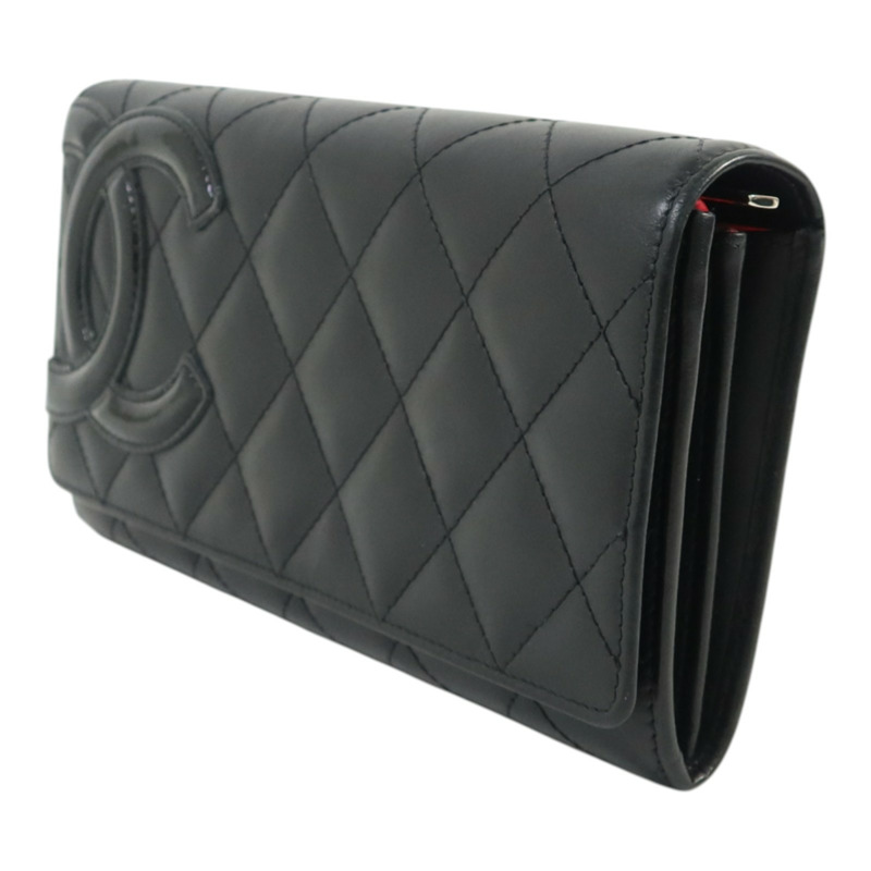 CHANEL 牛皮皮革Cambon Long Wallet銀扣長錢包-2