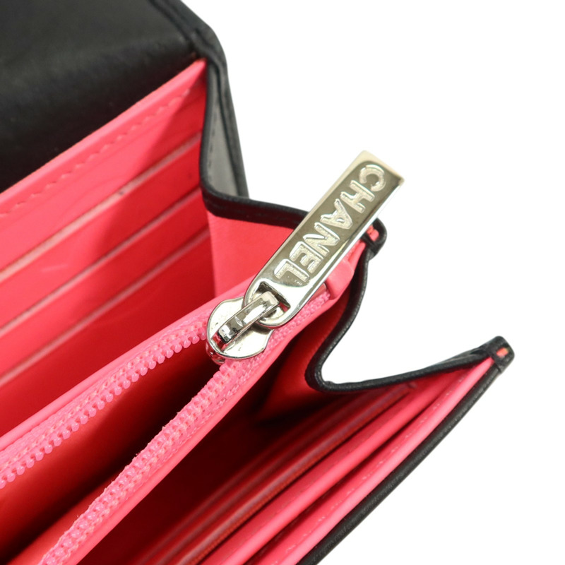 CHANEL 牛皮皮革Cambon Long Wallet銀扣長錢包-8