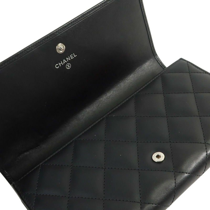CHANEL 牛皮皮革Cambon Long Wallet銀扣長錢包-11