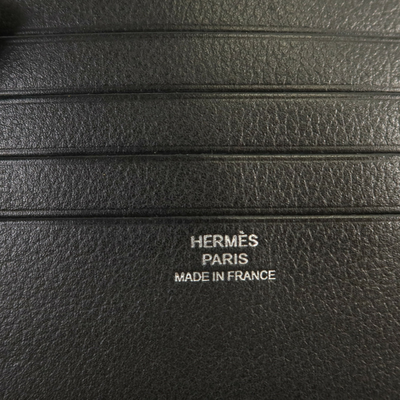 HERMES Evergain皮革Citizen Twill Compact Wallet錢包Noir-8