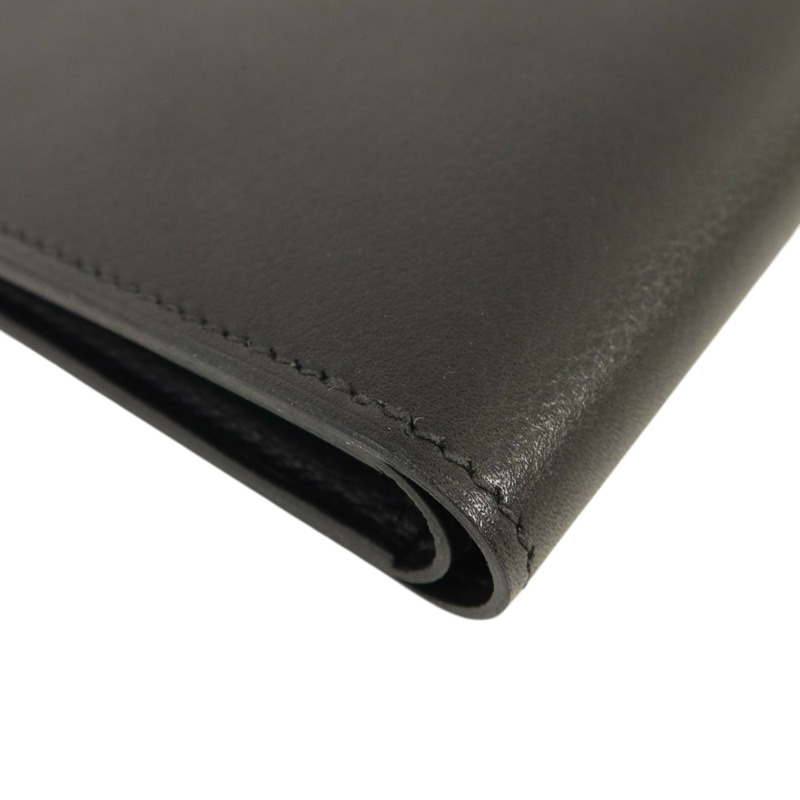 HERMES Evergain皮革Citizen Twill Compact Wallet錢包Noir-13