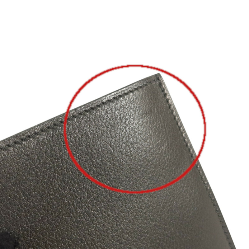 HERMES Evergain皮革Citizen Twill Compact Wallet錢包Noir-15