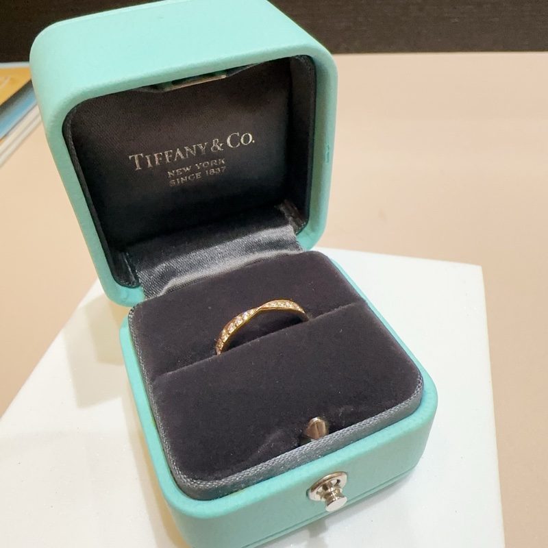Tiffany 750玫瑰金鑲鑽Harmony戒指-0