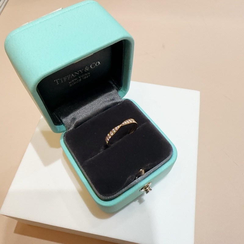 Tiffany 750玫瑰金鑲鑽Harmony戒指-2