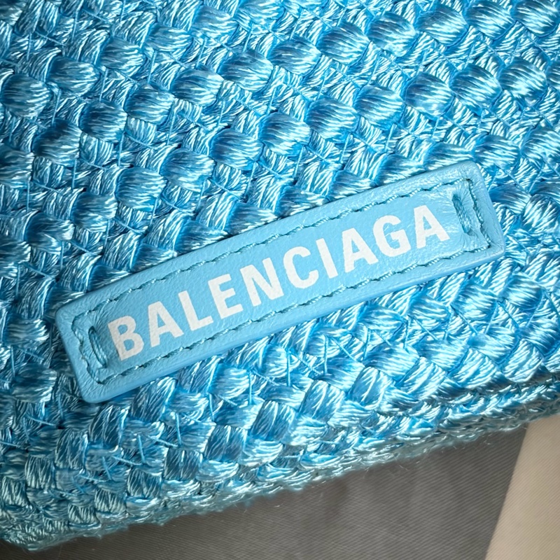 ‼️全台最甜 全新未使用 巴黎世家 Balenciaga 寶寶藍 針織草編造型籃子包 手提包 肩背/斜背包-4