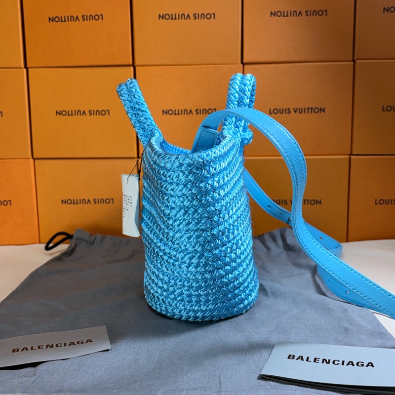 ‼️全台最甜 全新未使用 巴黎世家 Balenciaga 寶寶藍 針織草編造型籃子包 手提包 肩背/斜背包-8