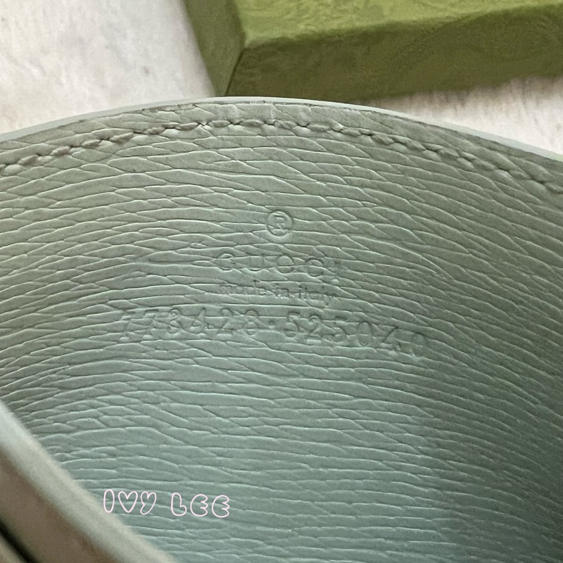 GUCCI 773428 淺藍 水藍 金字LOGO 4卡層 一夾層 卡夾 正品 二手精品-3