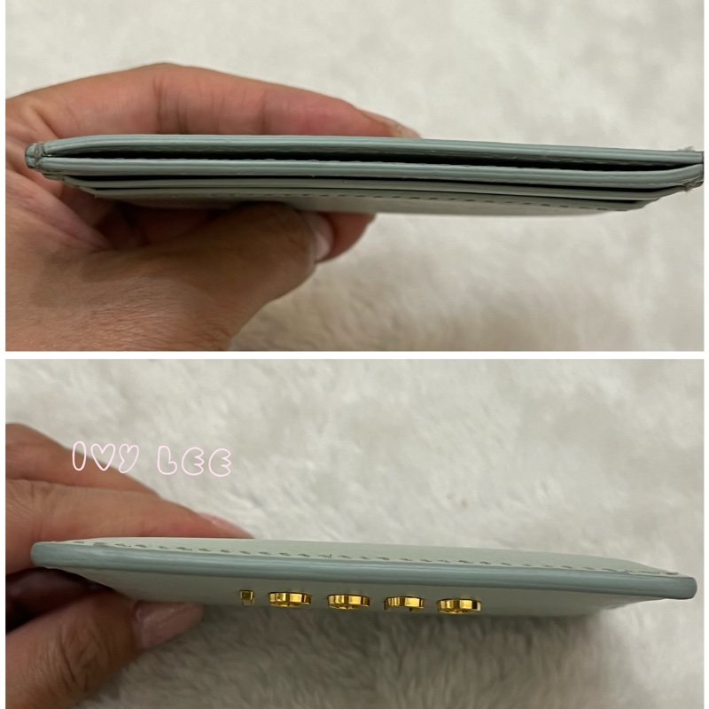 GUCCI 773428 淺藍 水藍 金字LOGO 4卡層 一夾層 卡夾 正品 二手精品-14