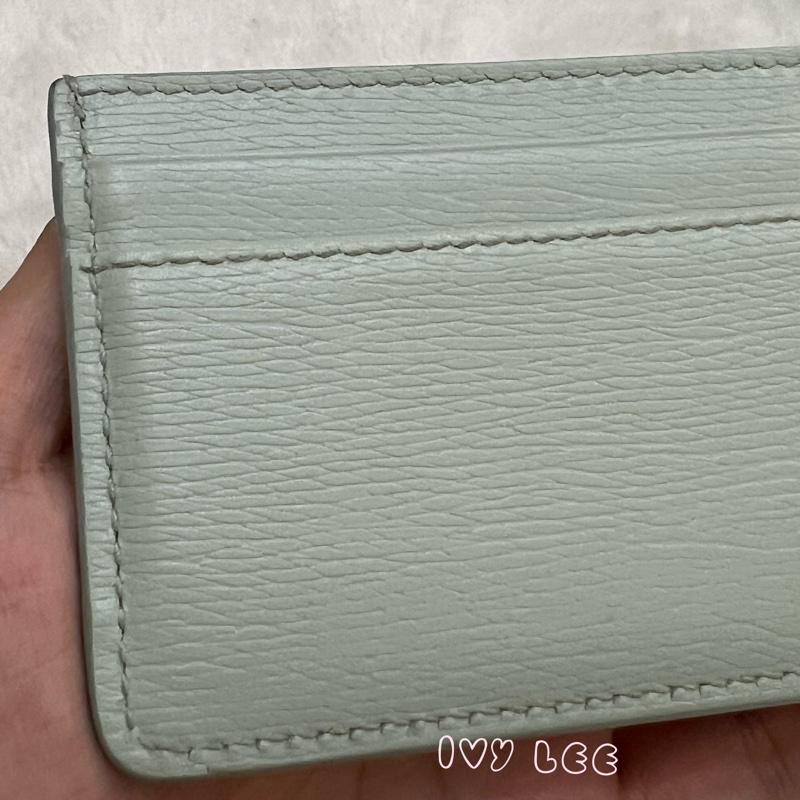 GUCCI 773428 淺藍 水藍 金字LOGO 4卡層 一夾層 卡夾 正品 二手精品-15