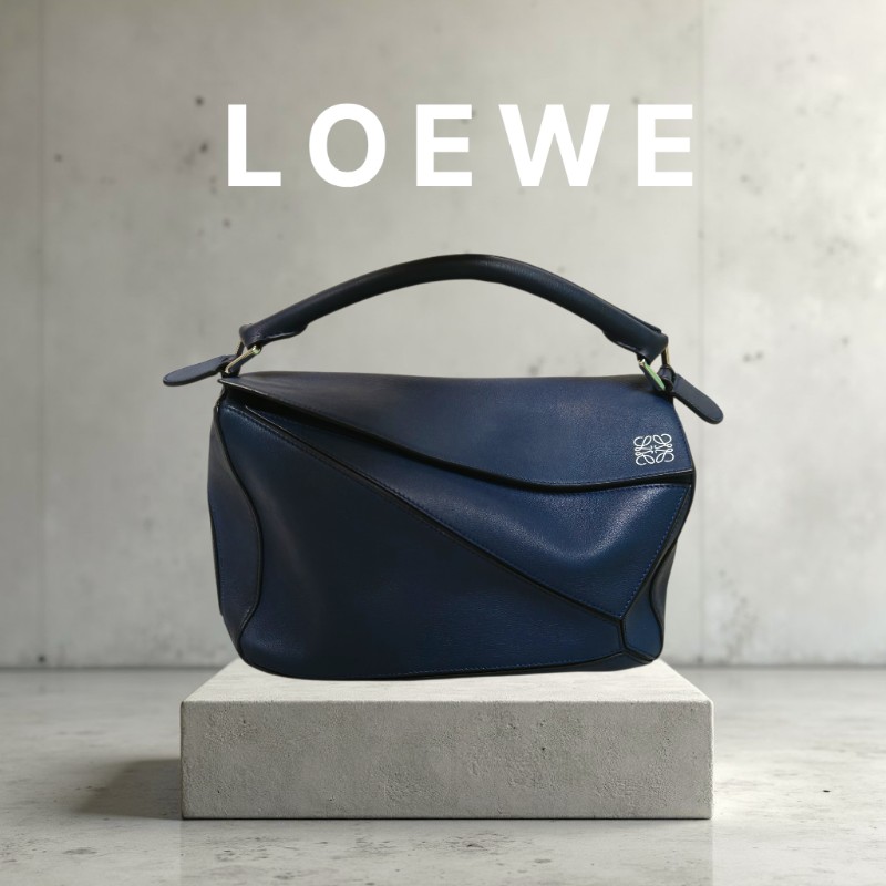 ‼️母親節狂降🫅‼️（原$49800）只到5/10⏰【8成新】㊣✨ LOEWE ✨羅威 （附防塵袋）Puzzle 拼圖 中號 藍紫色  小牛皮 肩背包 斜背包/二手包/二手精品🌳二手樹屋🌳-0