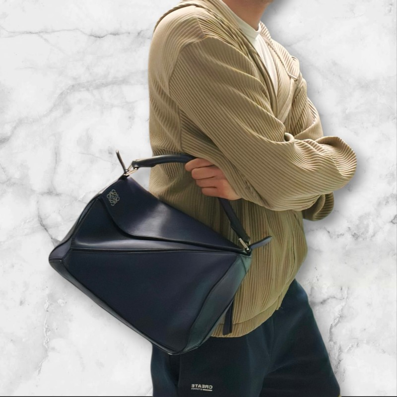 【8成新】㊣✨ LOEWE ✨羅威 （附防塵袋）Puzzle 拼圖 中號 藍紫色  小牛皮 肩背包 斜背包/二手包/二手精品🌳二手樹屋🌳-72