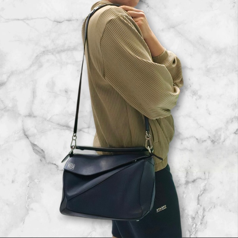 【8成新】㊣✨ LOEWE ✨羅威 （附防塵袋）Puzzle 拼圖 中號 藍紫色  小牛皮 肩背包 斜背包/二手包/二手精品🌳二手樹屋🌳-73