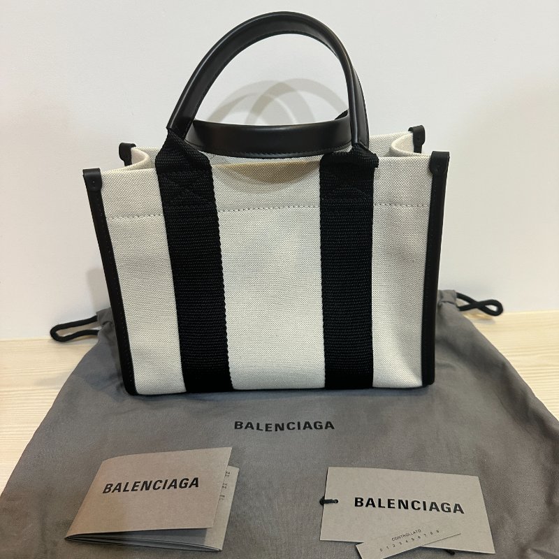 BALENCIAGA 小托特包|黑白帆布拼皮|全新未使用|附完整配件✨-2