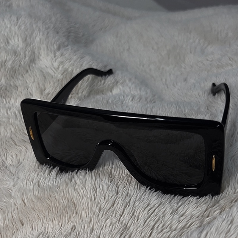 LOEWE 羅意威 Anagram 大框盾牌墨鏡 黑金款-6