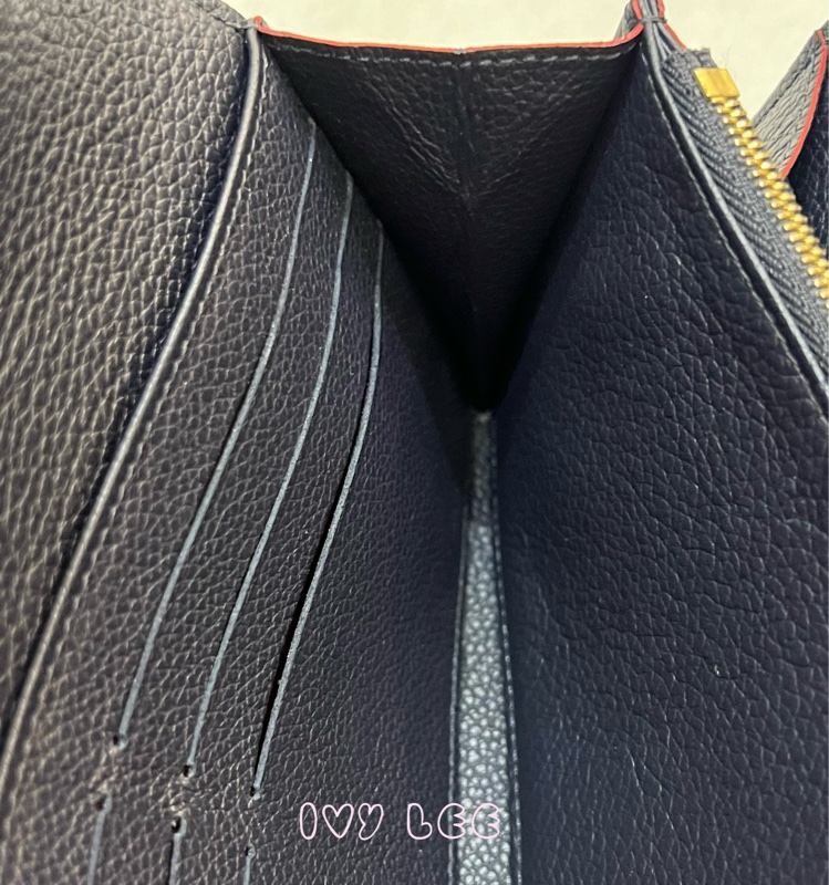 LOUIS VUITTON M62125 Sarah經典花紋牛皮壓紋扣式長夾(海軍藍) 正品 二手精品-5