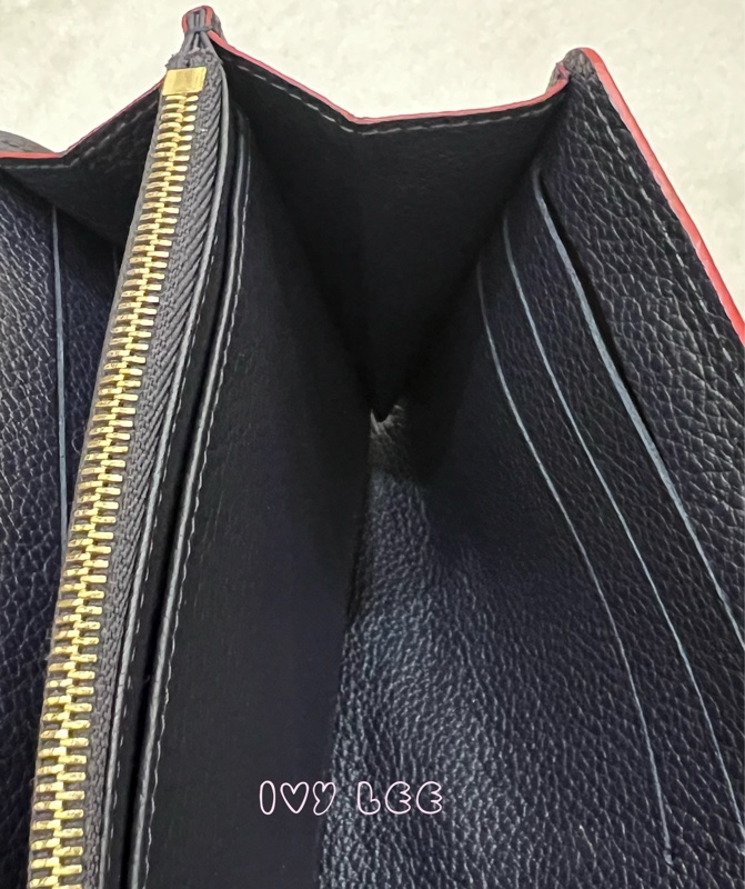 LOUIS VUITTON M62125 Sarah經典花紋牛皮壓紋扣式長夾(海軍藍) 正品 二手精品-9