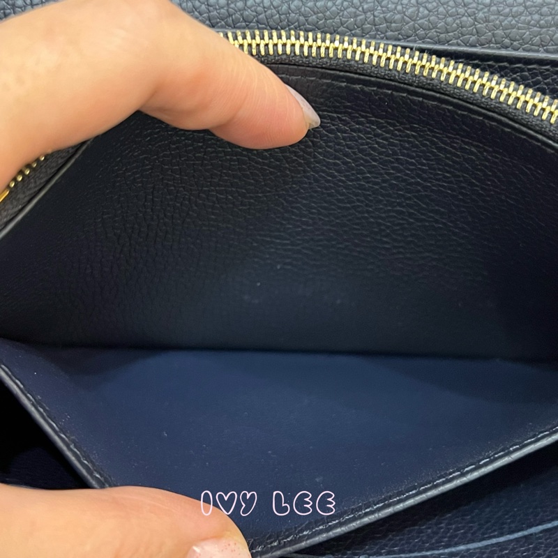 LOUIS VUITTON M62125 Sarah經典花紋牛皮壓紋扣式長夾(海軍藍) 正品 二手精品-10