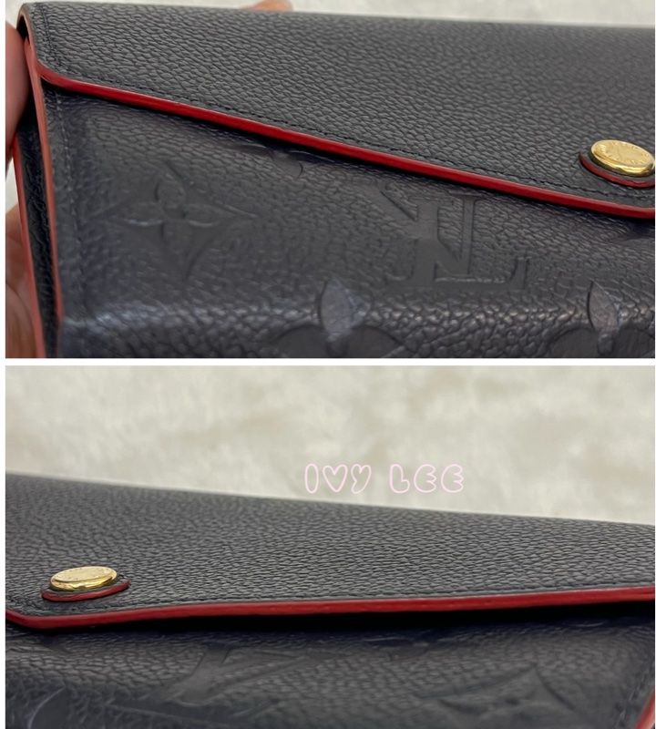 LOUIS VUITTON M62125 Sarah經典花紋牛皮壓紋扣式長夾(海軍藍) 正品 二手精品-14