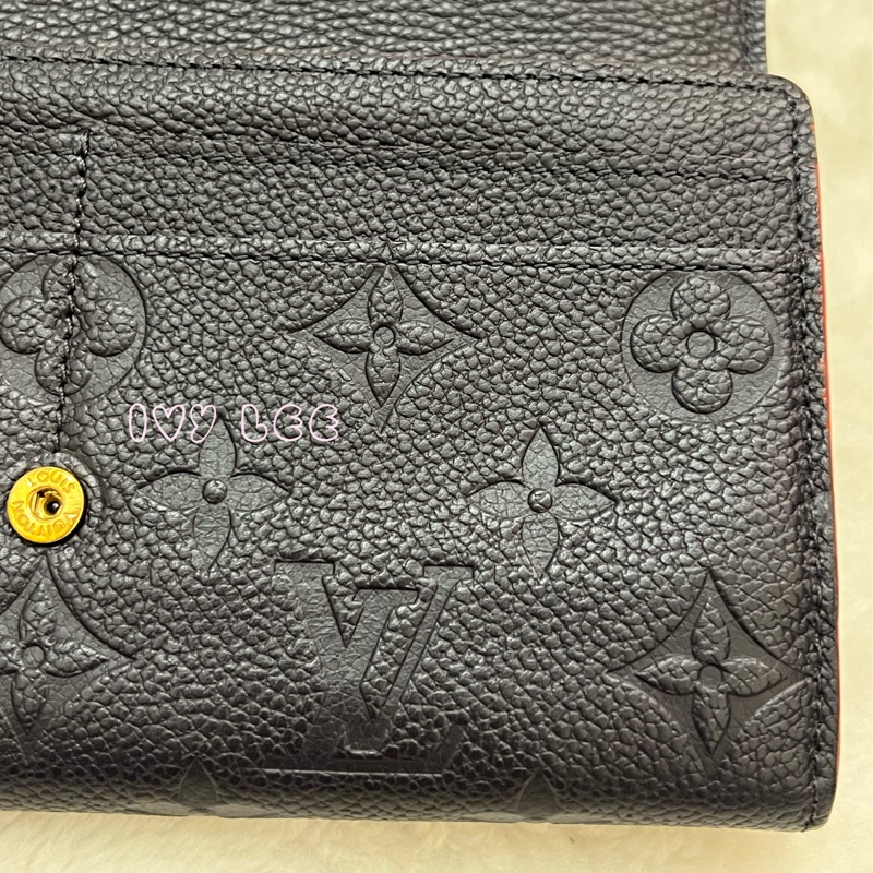 LOUIS VUITTON M62125 Sarah經典花紋牛皮壓紋扣式長夾(海軍藍) 正品 二手精品-26