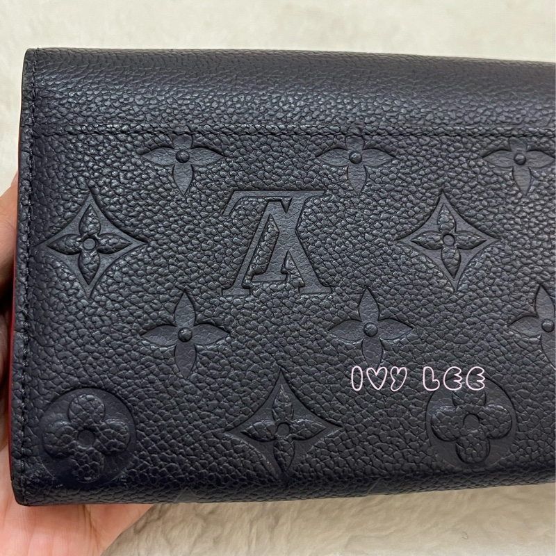 LOUIS VUITTON M62125 Sarah經典花紋牛皮壓紋扣式長夾(海軍藍) 正品 二手精品-29