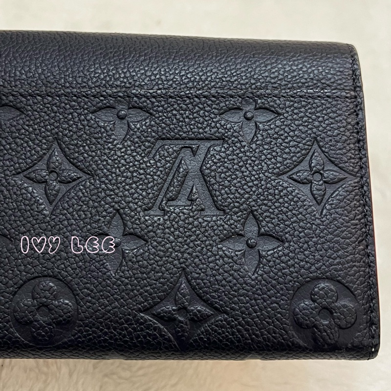 LOUIS VUITTON M62125 Sarah經典花紋牛皮壓紋扣式長夾(海軍藍) 正品 二手精品-30
