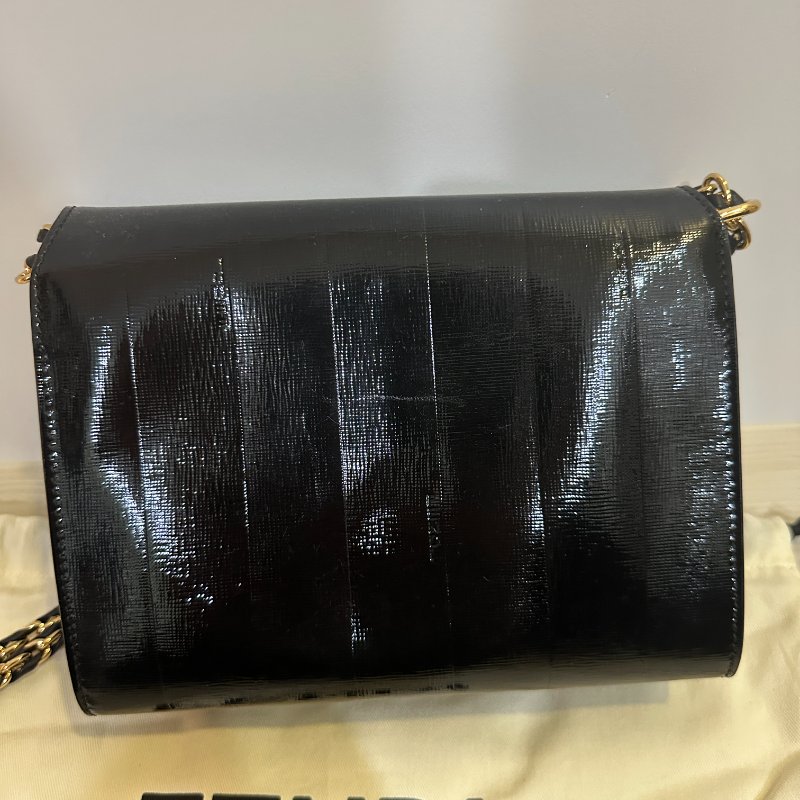 FENDI 鏈條斜背包｜黑色亮面皮革｜全新未使用｜附原廠防塵袋✨-4