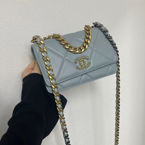 「JL精品代購」香奈兒霧藍19bag woc