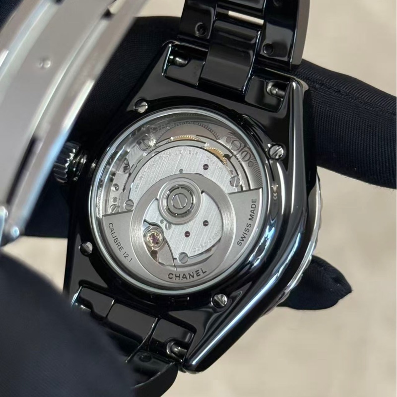 小巴黎二手名牌 正品chanel j12 38mm 鑽 機械 透背 鏤空 陶瓷錶 2024保卡 盒-13