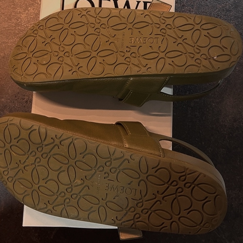 LOEWE Anagram Ease Mule 小牛皮穆勒鞋 橄欖綠 男44-4