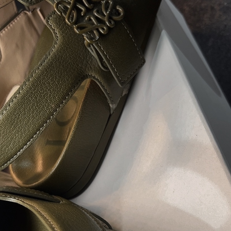 LOEWE Anagram Ease Mule 小牛皮穆勒鞋 橄欖綠 男44-10