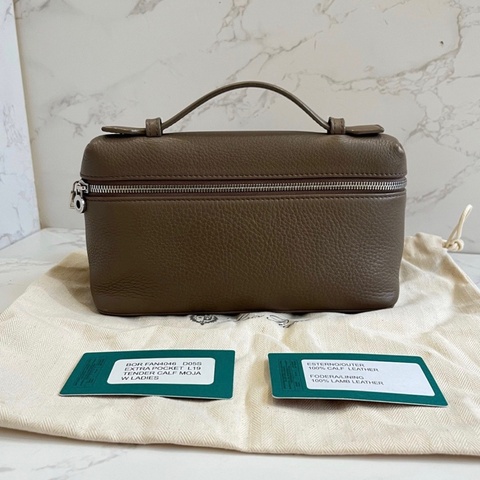 【97新 ✨ 全網最低價！】Loro Piana LP19飯盒包 大象灰羊皮 手提包 單肩包 斜挎包（下單前先詢問庫存❗️）