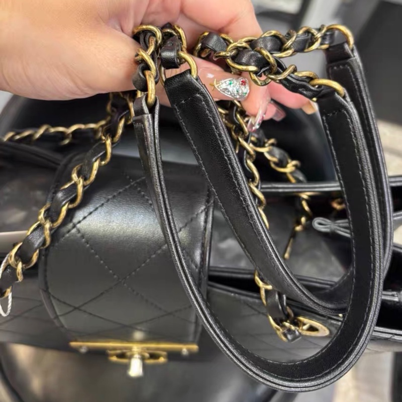 【97新 ✨ 全網最低價！】 中古 CHANEL香奈兒 黑金菱格托特包 單肩腋下包（下單前先詢問庫存❗️）-5