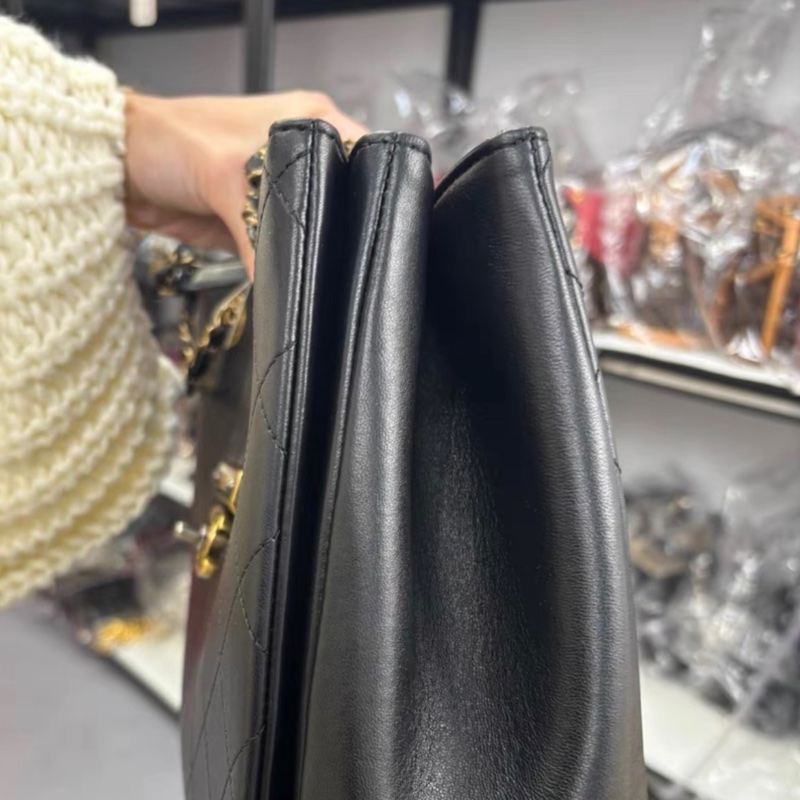 【97新 ✨ 全網最低價！】 中古 CHANEL香奈兒 黑金菱格托特包 單肩腋下包（下單前先詢問庫存❗️）-9