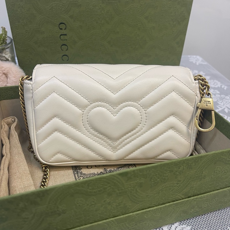 古馳/Gucci 馬蒙白色迷你單肩包-1