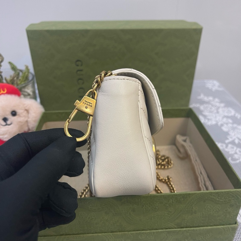 古馳/Gucci 馬蒙白色迷你單肩包-4