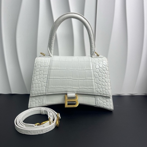 Balenciaga/巴黎世家 白金沙漏 s 金扣 鰐魚壓紋手提斜 挎包常青款 甜酷天花板 手拎肩背