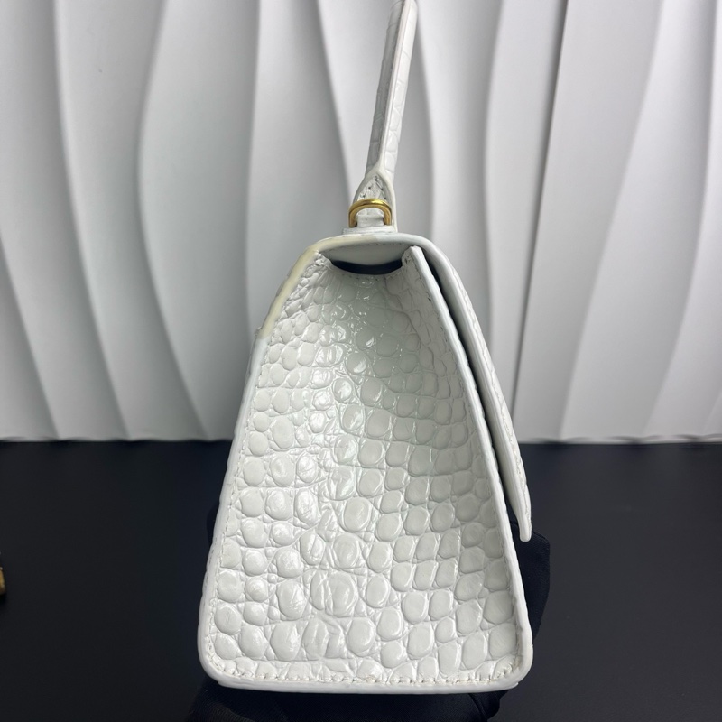 Balenciaga/巴黎世家 白金沙漏 s 金扣 鰐魚壓紋手提斜 挎包常青款 甜酷天花板 手拎肩背-2