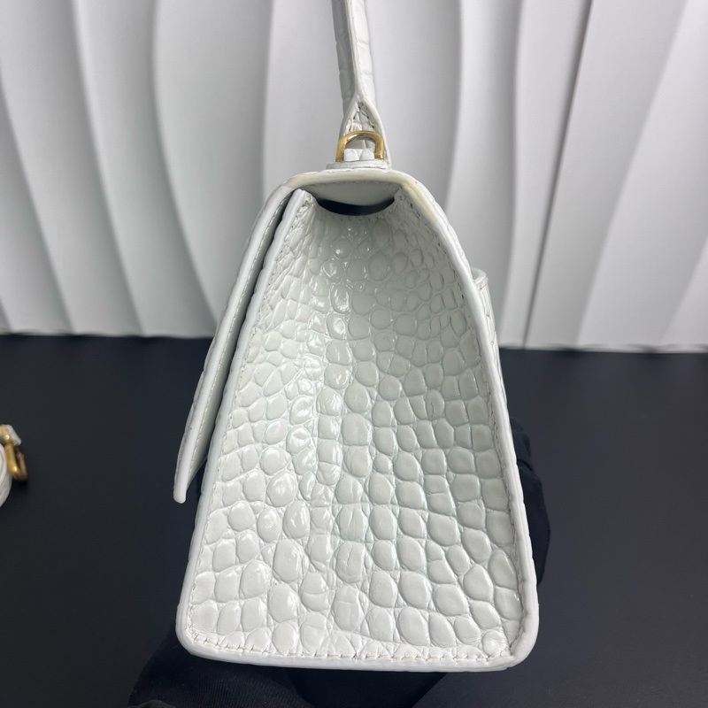 Balenciaga/巴黎世家 白金沙漏 s 金扣 鰐魚壓紋手提斜 挎包常青款 甜酷天花板 手拎肩背-3