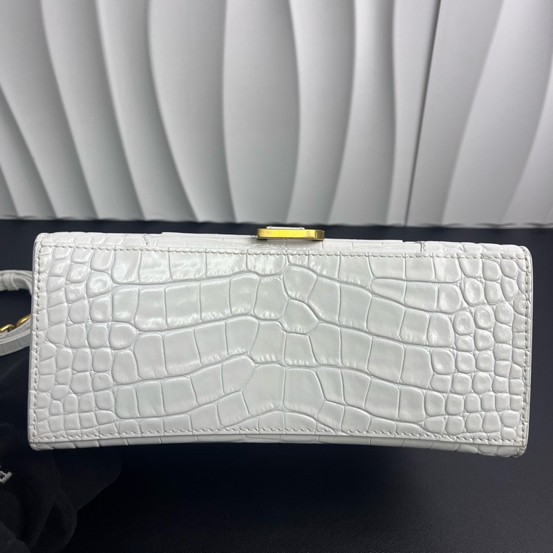 Balenciaga/巴黎世家 白金沙漏 s 金扣 鰐魚壓紋手提斜 挎包常青款 甜酷天花板 手拎肩背-6