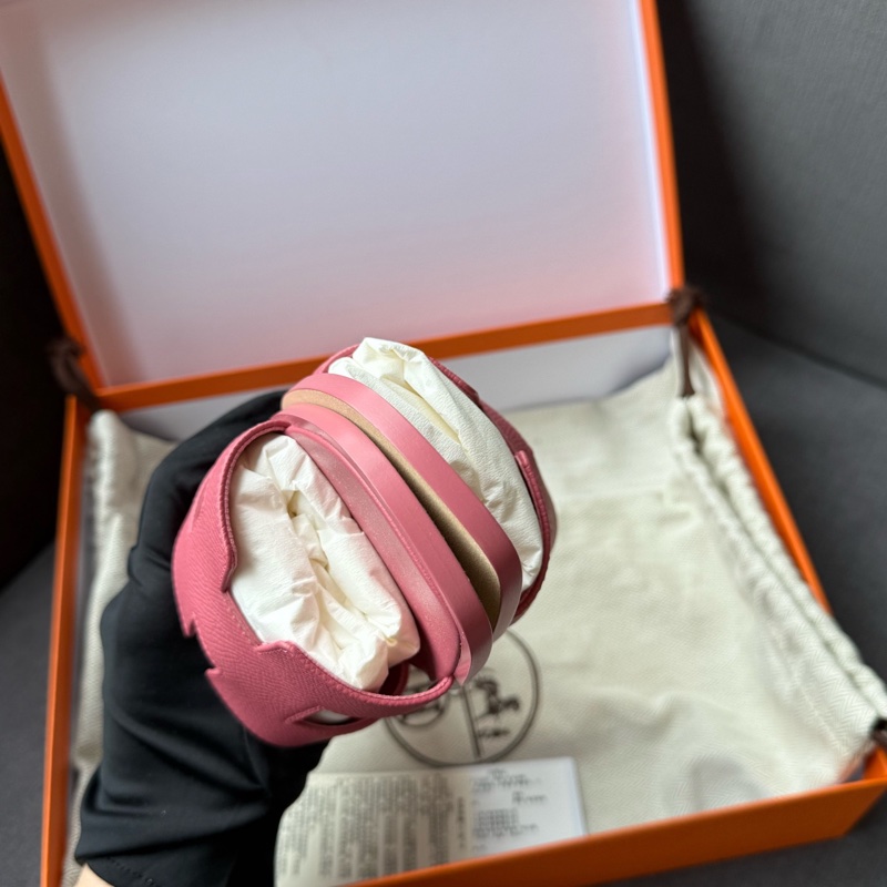 全新愛馬仕/Hermes Oran拖鞋 威尼斯粉 38碼 epsom皮-3