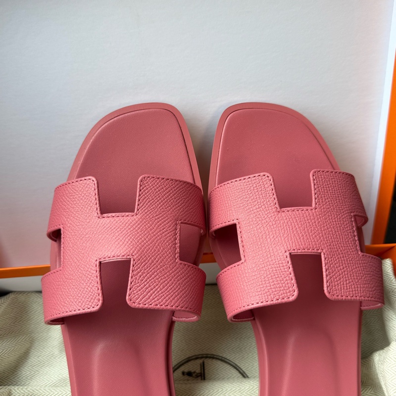 全新愛馬仕/Hermes Oran拖鞋 威尼斯粉 38碼 epsom皮-5